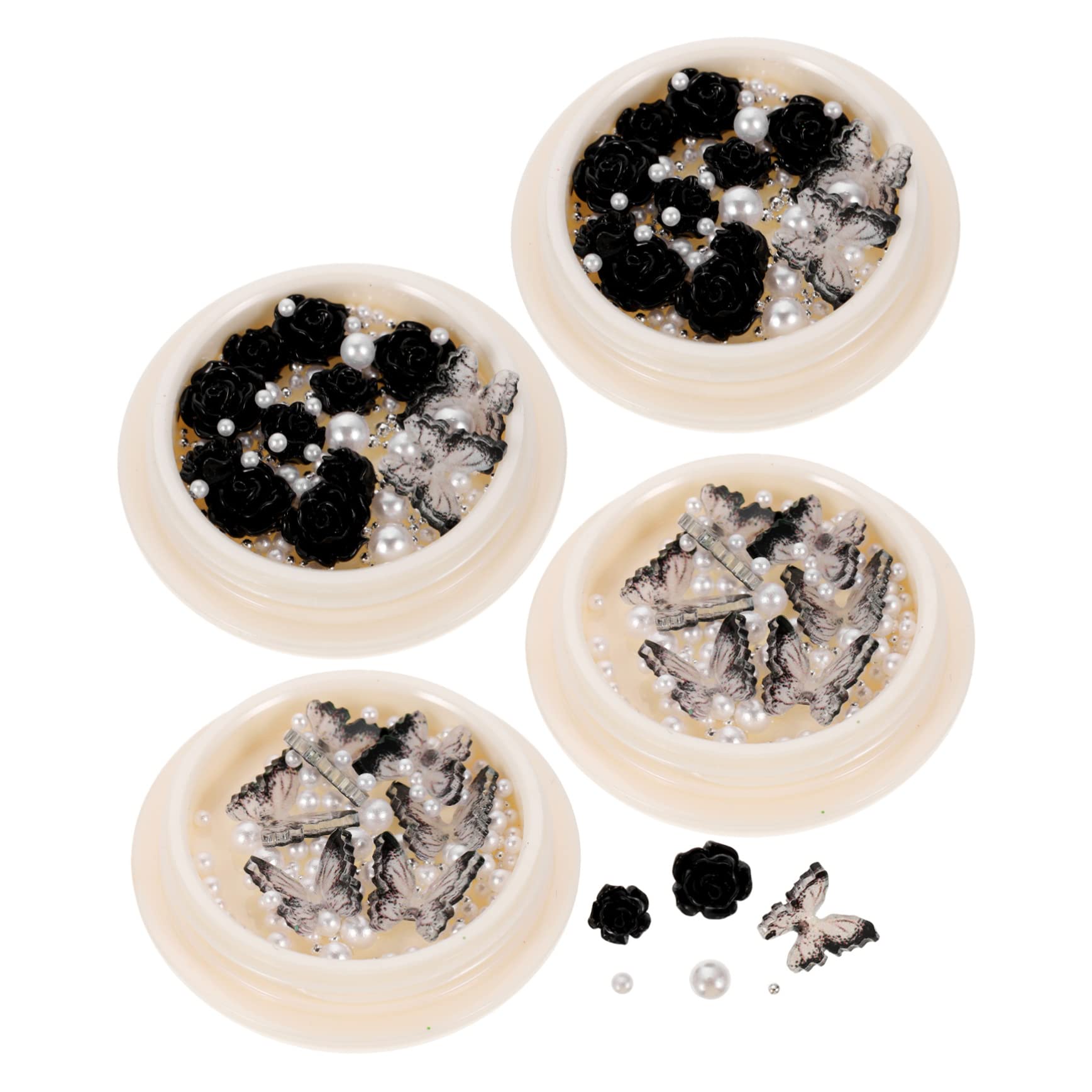 SHERCHPRY 5 Set Shinestone Di Nera Strass Ciondoli Per Unghie Decorazioni Unghie Shinestones Di Nail Art Gemme E Gioielli Incantesimi Unghie Di Rinestone Di Fiori Resina 4 Scatole*5