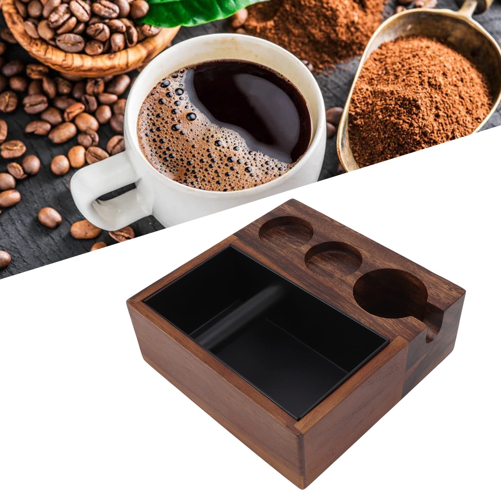 Kaffeefilter-Manipulationshalter aus Holz, Siebträgerständer, Espresso-Tampingstation, Halter, mit Rutschfester Unterseite für Tamper, Verteiler und Heimküchen-Cafémaschine