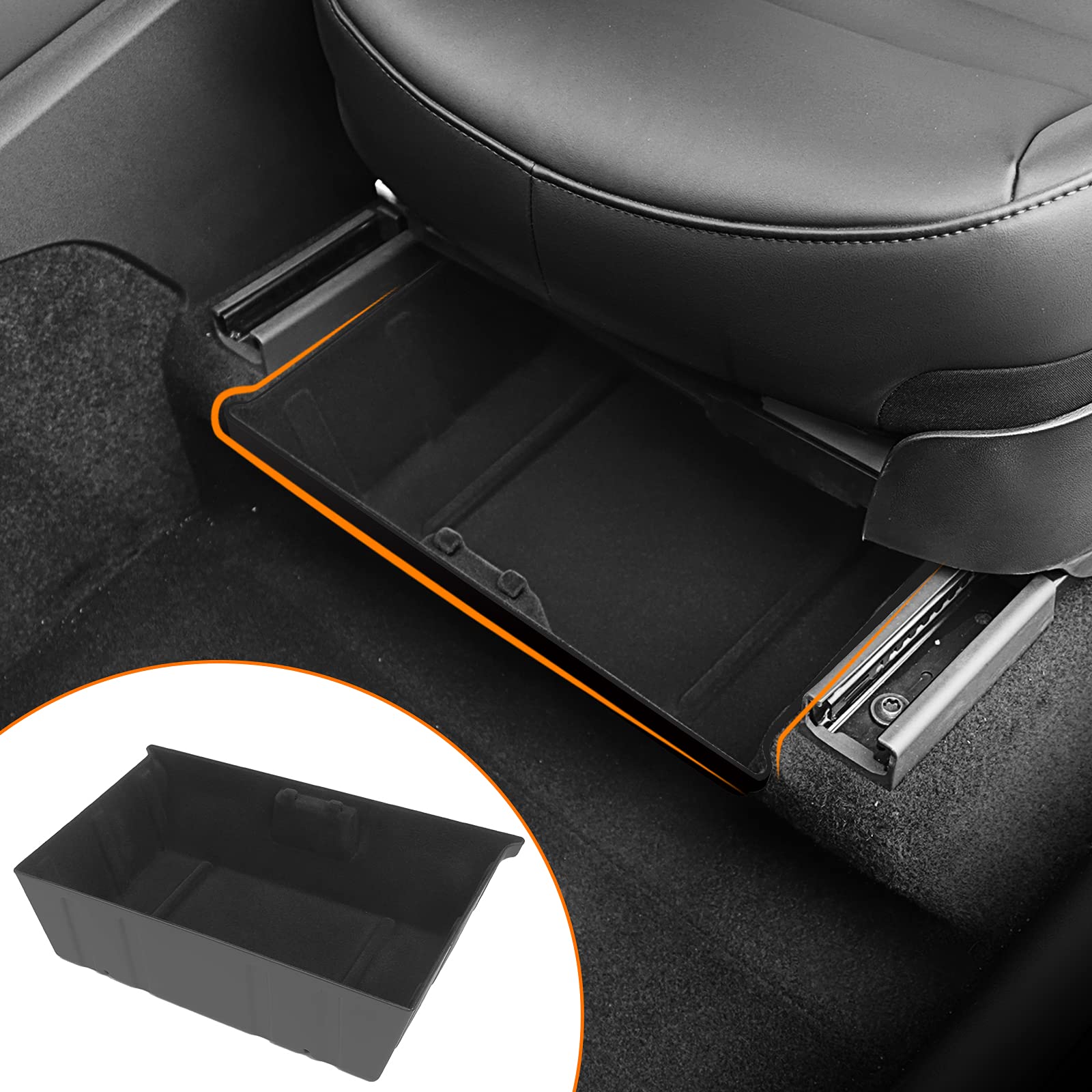 Bomely Fit Tesla Model Y Under Seat Storage Box Organizer Tray ABS