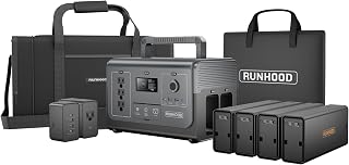 RUNHOOD Solar Generator Rallye 1200 Pro With Carrying Case Bag, 1296Wh Portable Power Station Swappable&Replaceable Batteries, 3X1200W(Peak 2400W) AC oulets for Outdoors Camping/RVs/CPAP/Home