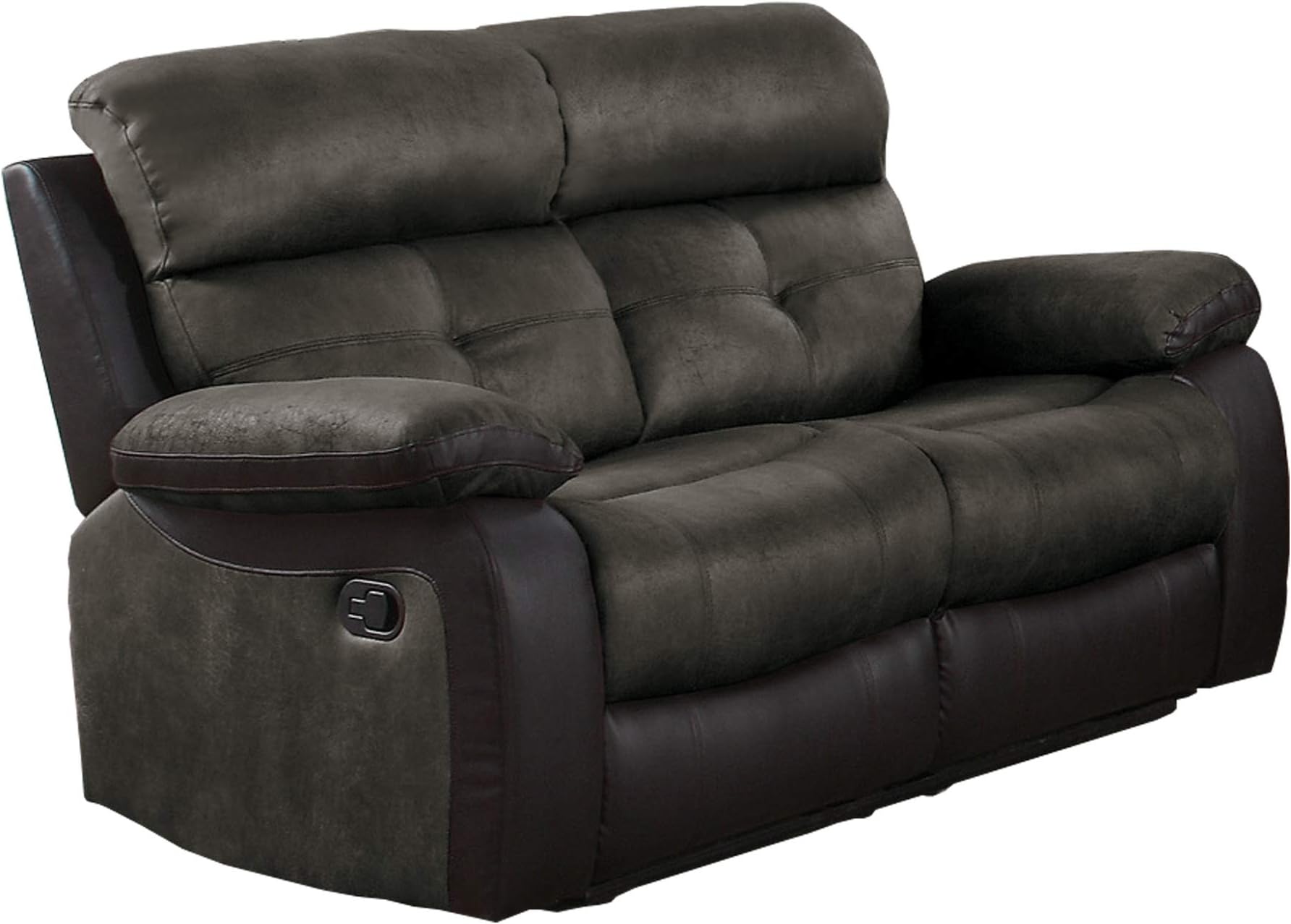 Homelegance Manual Double Reclining Love Seat, 60"W, Brown Two-Tone