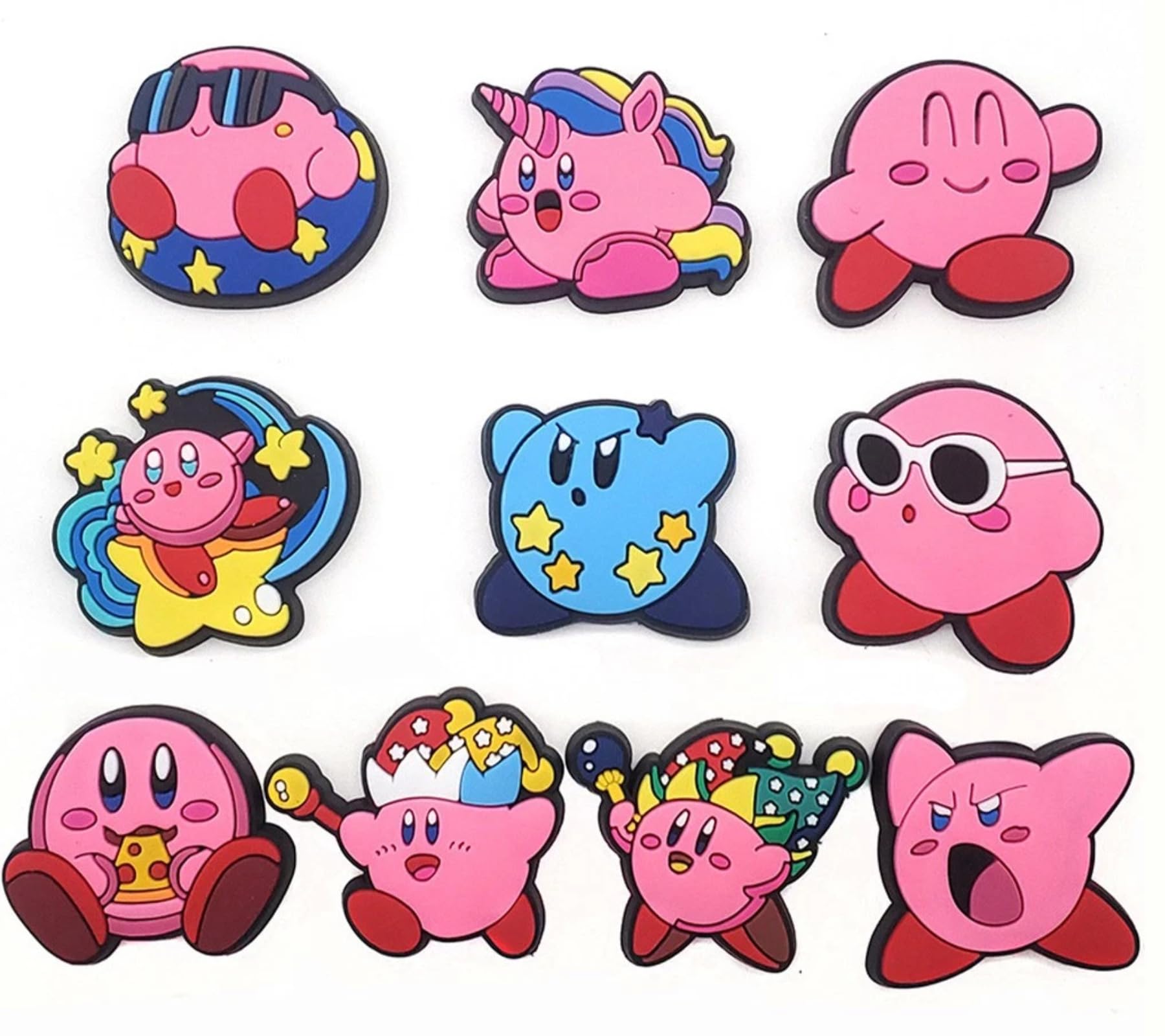 Rawan Fresh 10Pcs Cute Kirby Shoe Charms for Clogs, Sandals & Water Shoes – Fun and Colorful Accessories for Kids, Teens, Girls, Boys & Wristbands