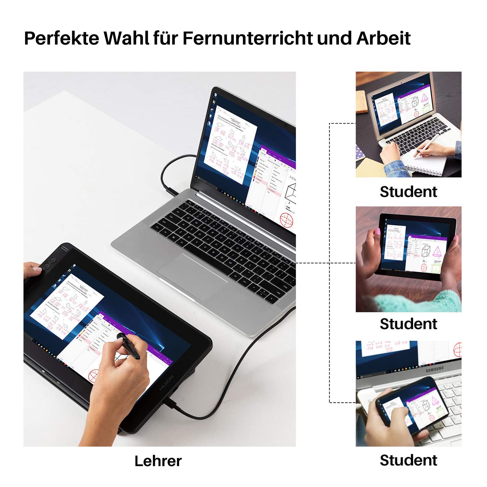HUION Kamvas 12 Grafiktablett mit Display, 11,6 Zoll Stift-Display mit batterielosem Stift, 8 Expresstasten, verstellbarem Standfuß, Zeichentablett für Switch Spiel, ferngesteuertes Lernen, Arbeiten