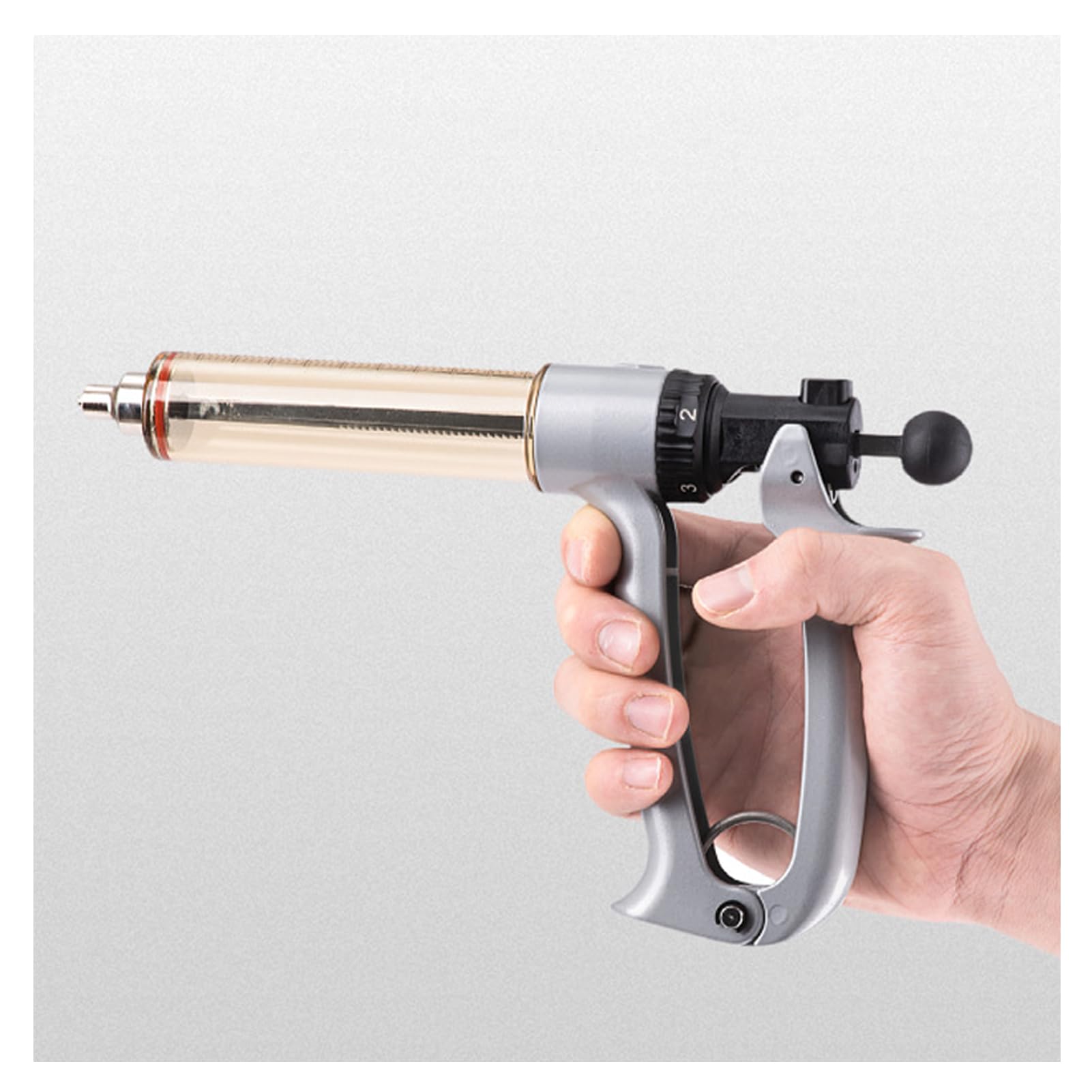 GQQSXZNTD Livestock Syringe, Continuous Adjustable Animal Syringe, Stainless Steel, Semi-Automatic Syringe for Cattle Sheep Pig Goat Livestock Supplies(Size:25ML)