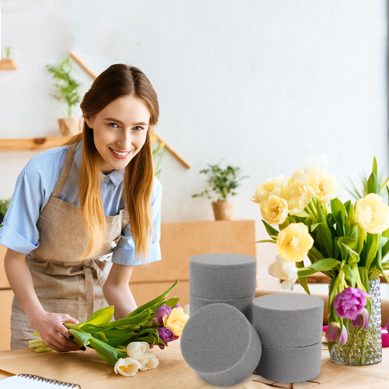 Nwvuop 6Pcs 8cm Round Floral Foam for Artificial Flower Arrangements (Grey), 8× 8× 4cm/3.15× 3.15× 1.57 inches - Image 4