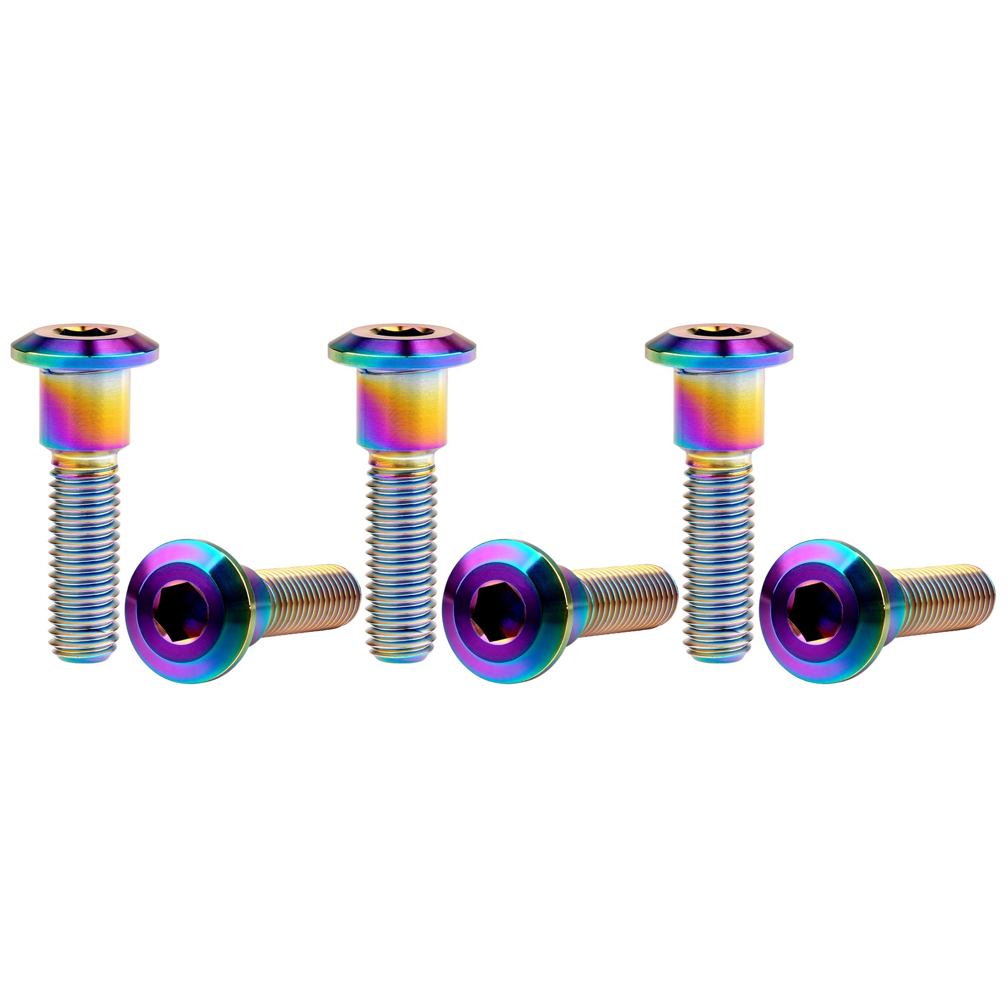 Wanyifa Titanium Ti Motorcycle Brake Rotor Hexagon Socket Bolt Screw M8 x 30 33mm for Kawasaki Pack of 6 (Rainbow, M8x33mm)