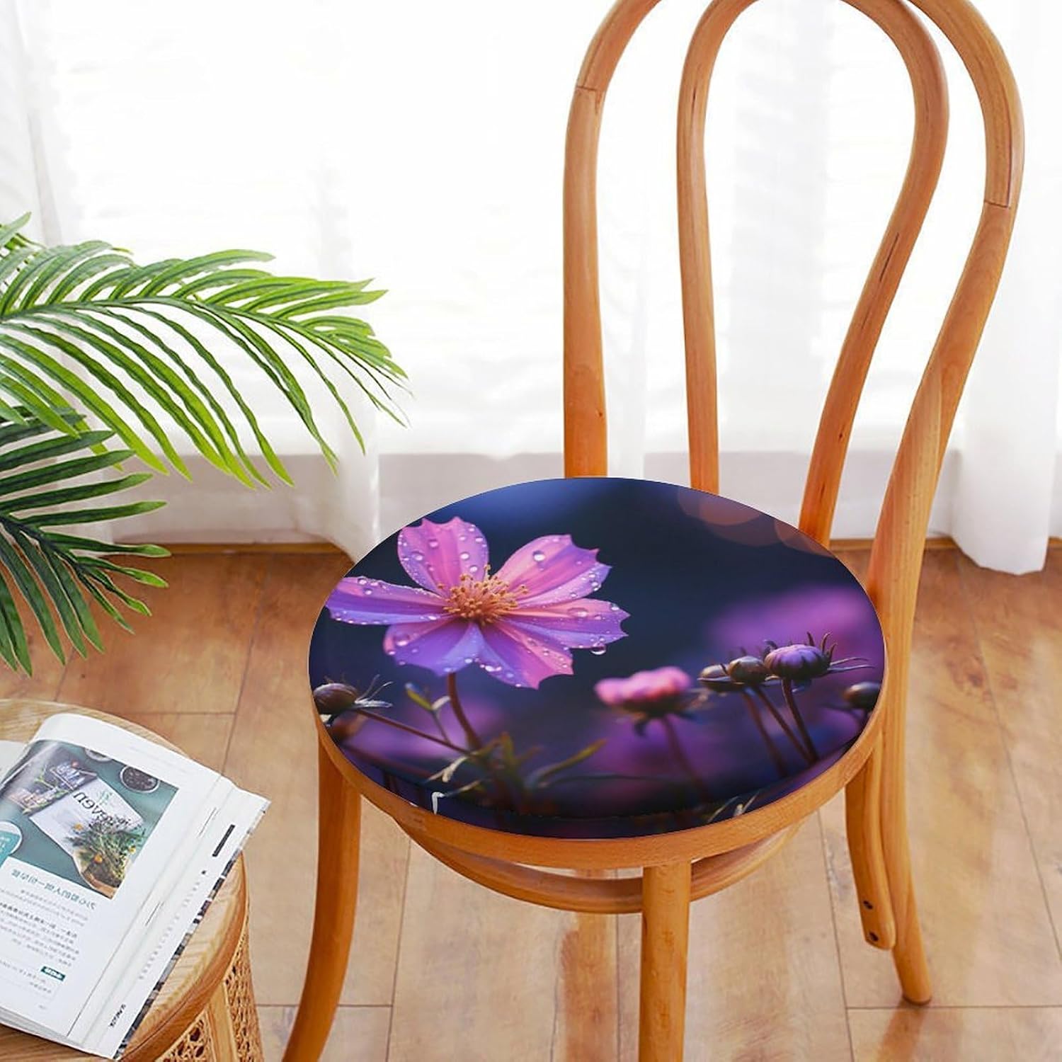Purple Flowers at Night Chair Cushions Floor Pillow Chair Pad