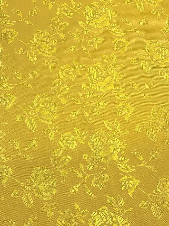 Amazon.com: Yellow Rose Jacquard Satin Fabric by The Yard – 60” Wide ...