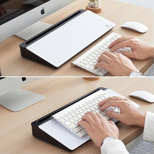 Miniatura 7 de Pizarra blanca pequeña de cristal para escritorio de borrado en seco, soporte para teclado de computadora, almohadilla de superficie blanca con