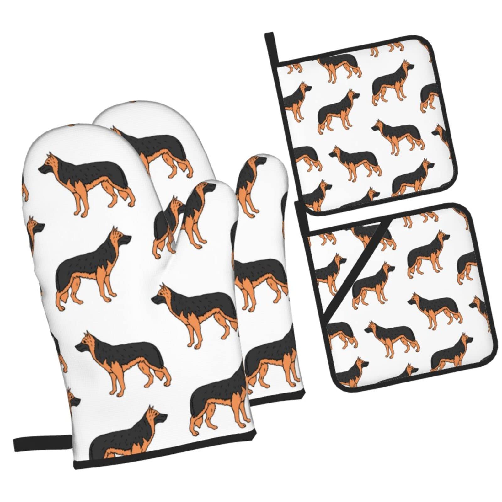 Sketch Collie Oven Mitts and Pot Holders Sets, Christmas Oven Mitt Kitchen Heat Resistant Non-Slip Pot Holders Set for Cooking Baking BBQ