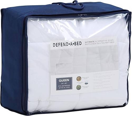 Miniatura 9 de Classic Brands Defend-A-Bed Ultimate Alternative - Protector de colchón acolchado de plumón, tamaño Queen