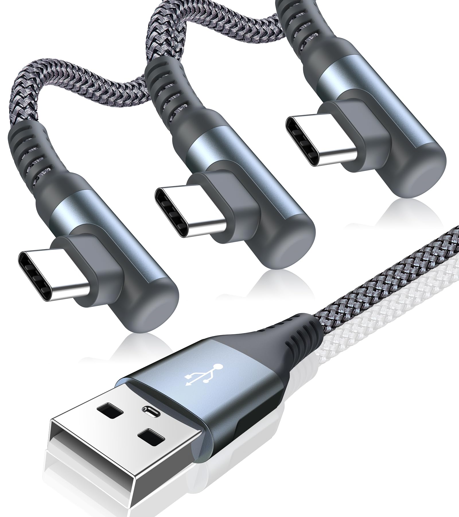 Cavo USB C 90 gradi [3 pezzi 1m+2m+3m] 3.1A ricarica rapida, cavo usb type-c cavo di ricarica per Compatibile con i Phone 17 16 15 Pro Max Air,Samsung Galaxy S25/S24/S23/S22/S21 Hua wei/Xiaomi,Pixel