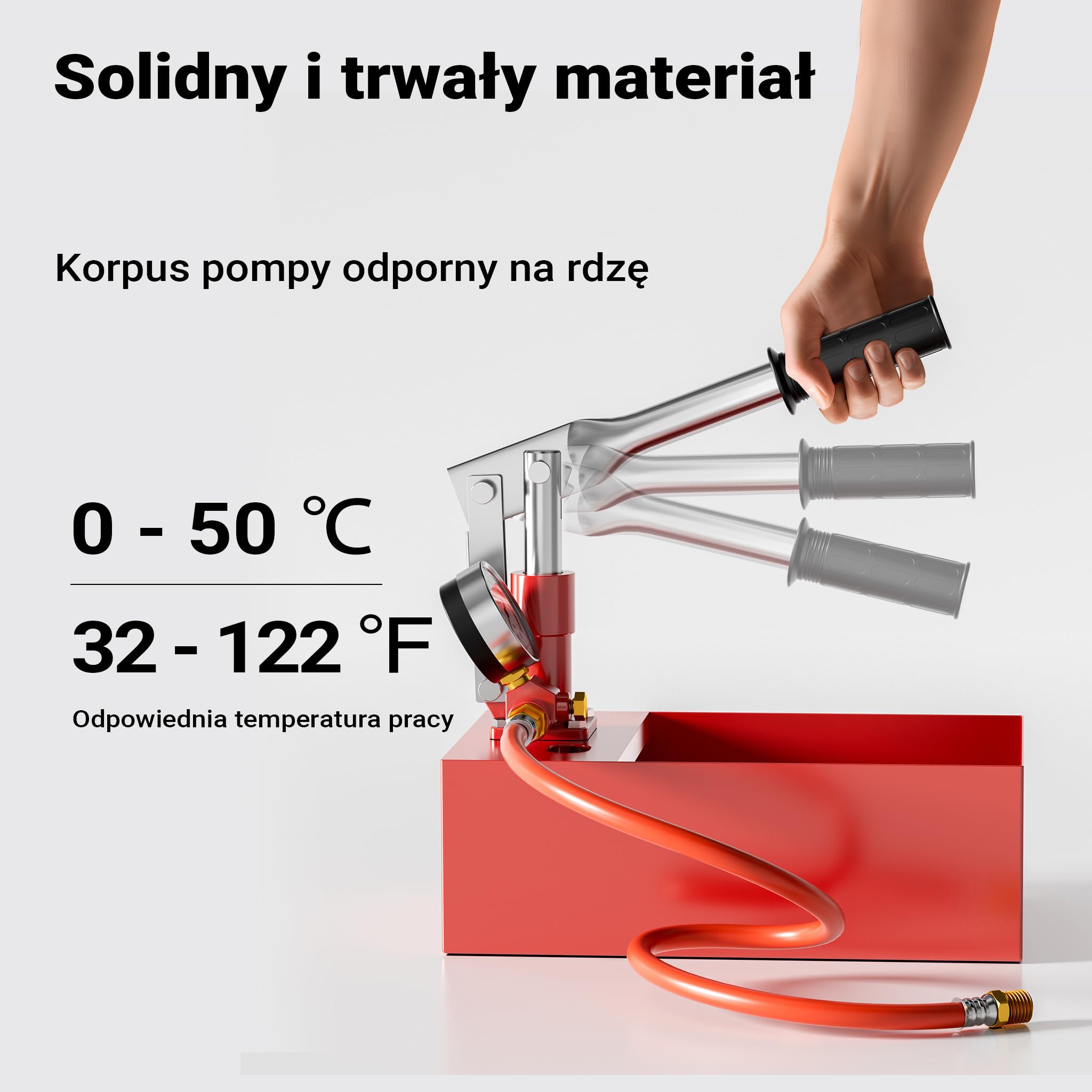 Wiltec Pompa do prób ciśnieniowych 5 l, tester instalacji wodnych 13 ml na pompowanie do testowanie szczelności maks. 25 barów