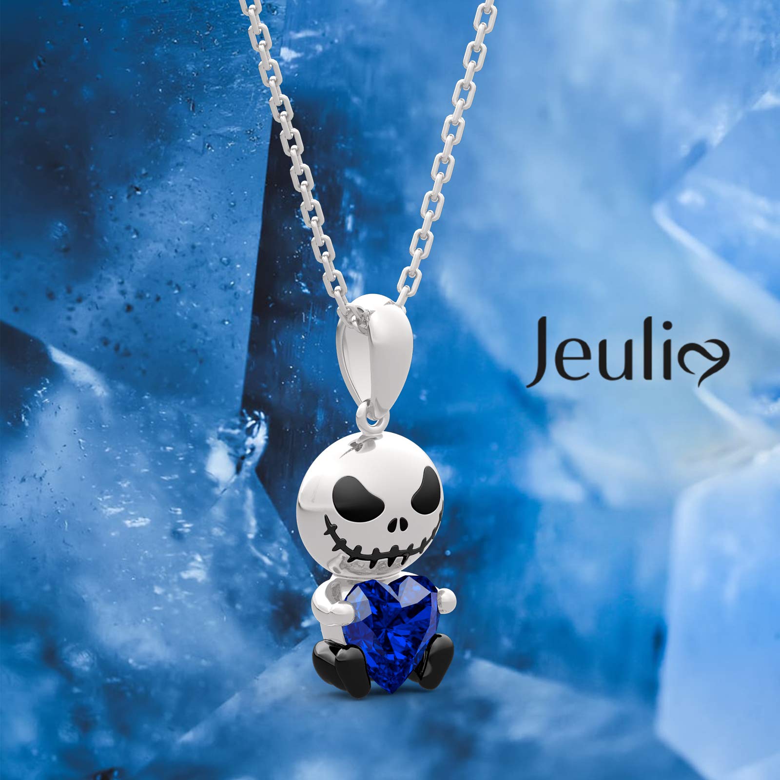 Jeulia Hug Me Love Confession Skull Heart Cut Sterling Silver Necklace for Women Wife Girlfriend Engagement Wedding Anniversary or Birthday Christmas With Jewelry Box