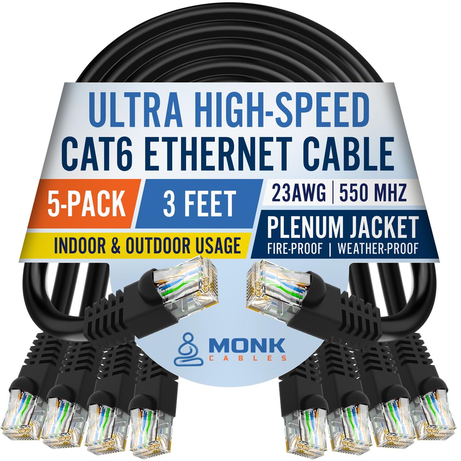 Câble Ethernet CAT6 certifié DSX-8000 MONK CABLES haute sécurité plénum - 8