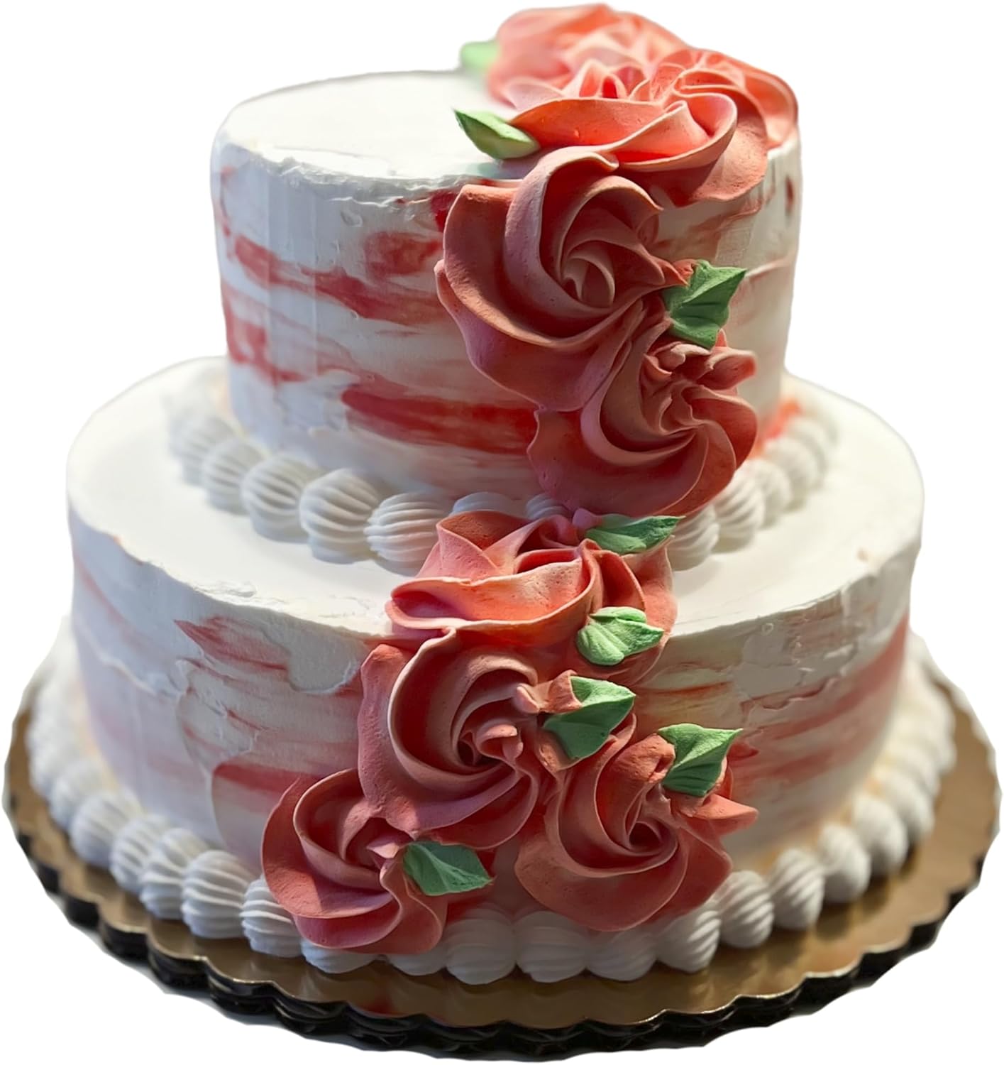 Fake Wedding Cake 2 Tier Cake-Peach & White- Handmade by Dezicakes- Fake Cake -Artificial Cake