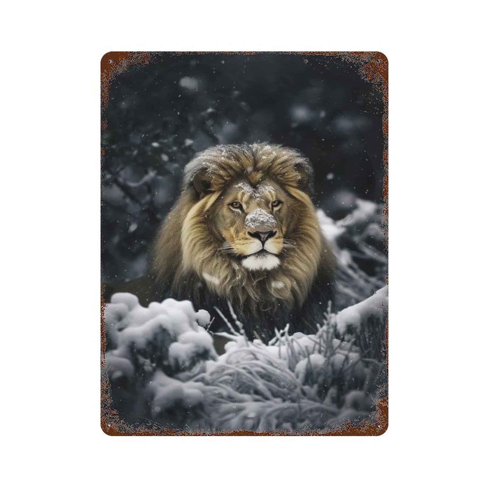 Snow Lion Vintage Metal Tin Sign 15.7"x11.8", for Cafe, Home Bar And Lounge Decor, Vintage Wall Decor