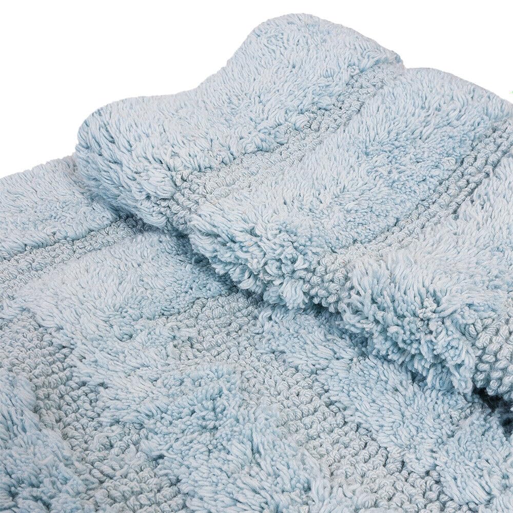 emmevi Tappeto Bagno Puro Cotone Elegante Morbido Scendiletto Antiscivolo Lavabile 60x175 Cm Azzurro