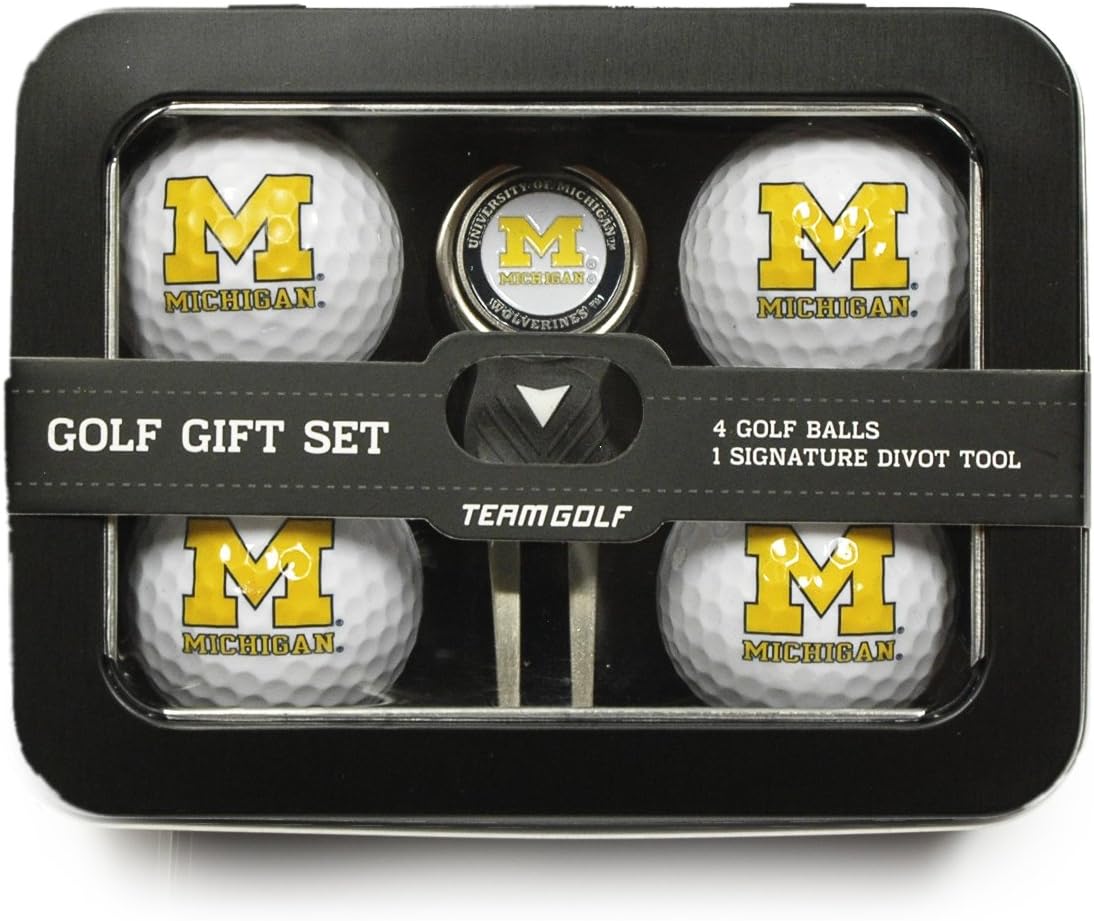 Team Golf NCAA Regulation Size Golf Balls (4 Count) & Divot Tool with Removable Double-Sided Magnetic Marker