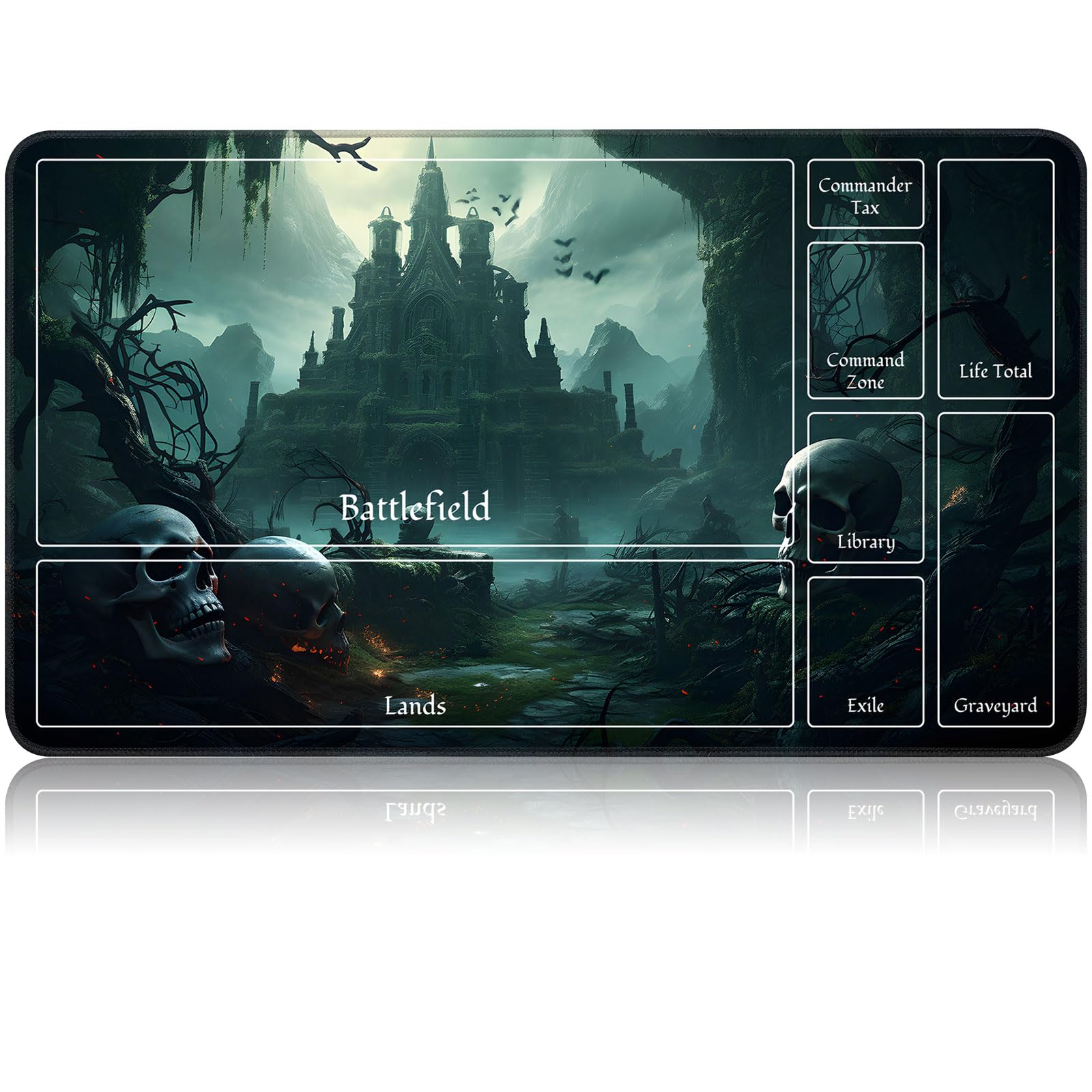 for MTG Game Playmat, for Magic TCG Rubber Play mat,Tabletop Card Playmats with Smooth Surface,Trading Card Inked Game Mat with New Zones,Battle Game,Skull Castle