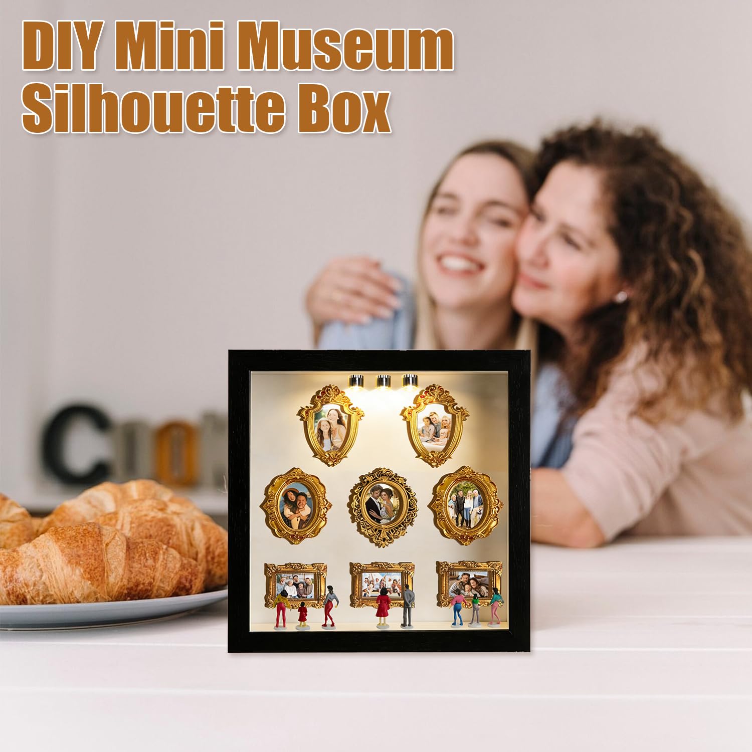 Mini Museum Silhouette Box, Mini scatola fai da te con Sagoma Museale, Museum Of Us Cornice, Mini Cornici Dorate fai da Te, Figurine Mini Museo Cornice Scatolas, para Regalo San Valentín (M3)