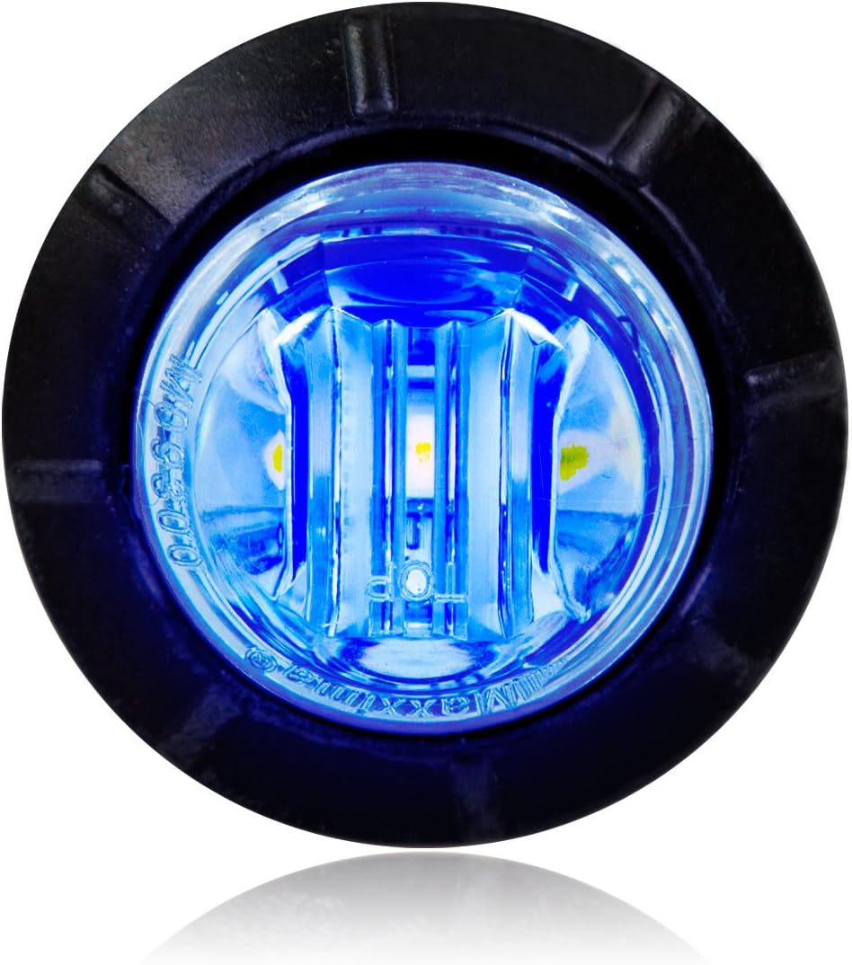 Maxxima M09300BCL Blue 3/4" Round LED Clear Lens Courtesy Marker Light