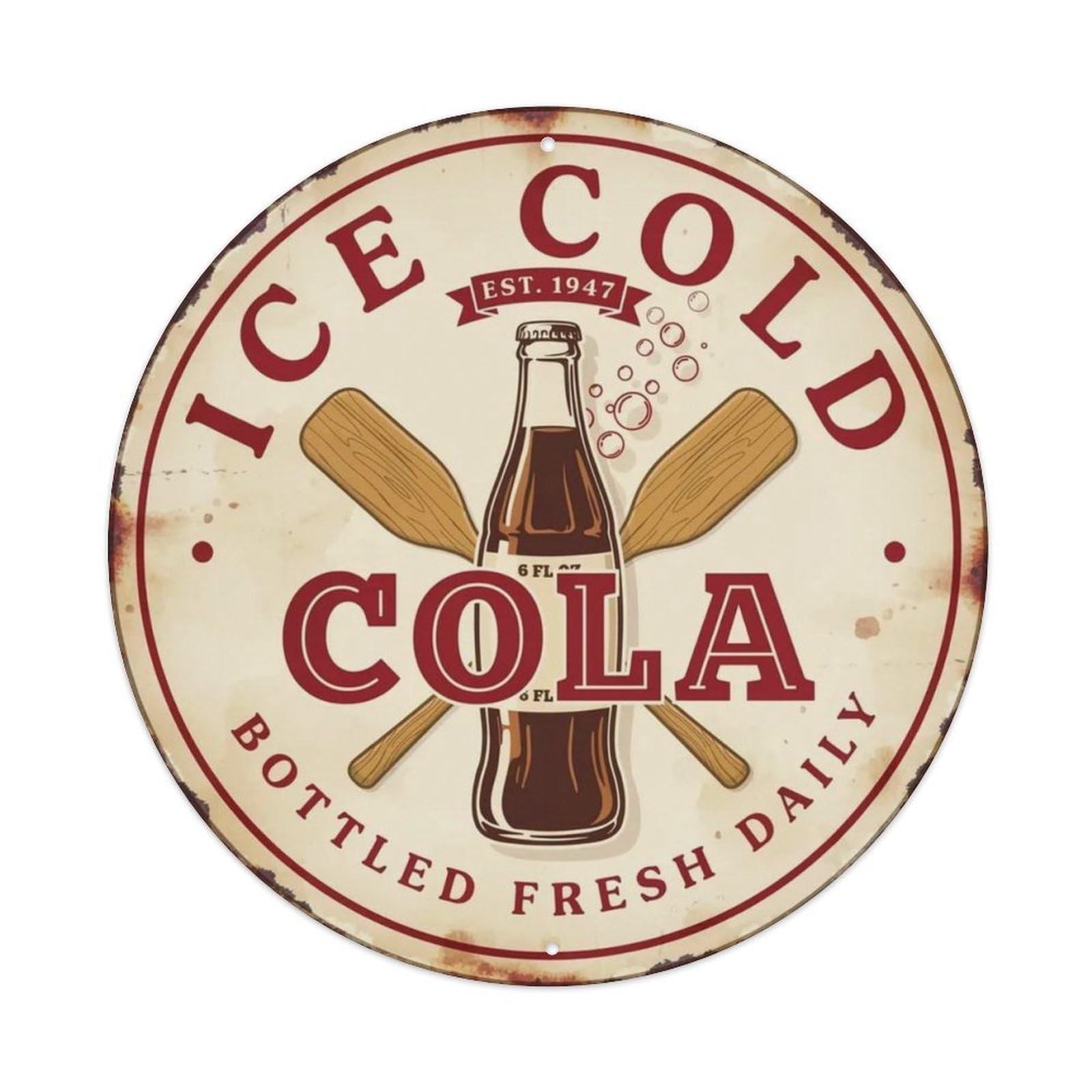 Ice Cold Cola Retro Soda Metal Tin Sign Plaque