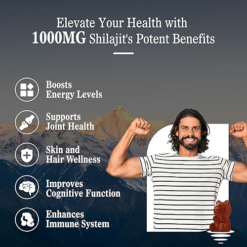 Miniatura 4 de Paquete de 2 gomitas Shilajit para hombres, más de 85 minerales traza y ácido fúlvico, apoyo a la energía, cerebro, inmunidad, vegano, sin OMG, sin