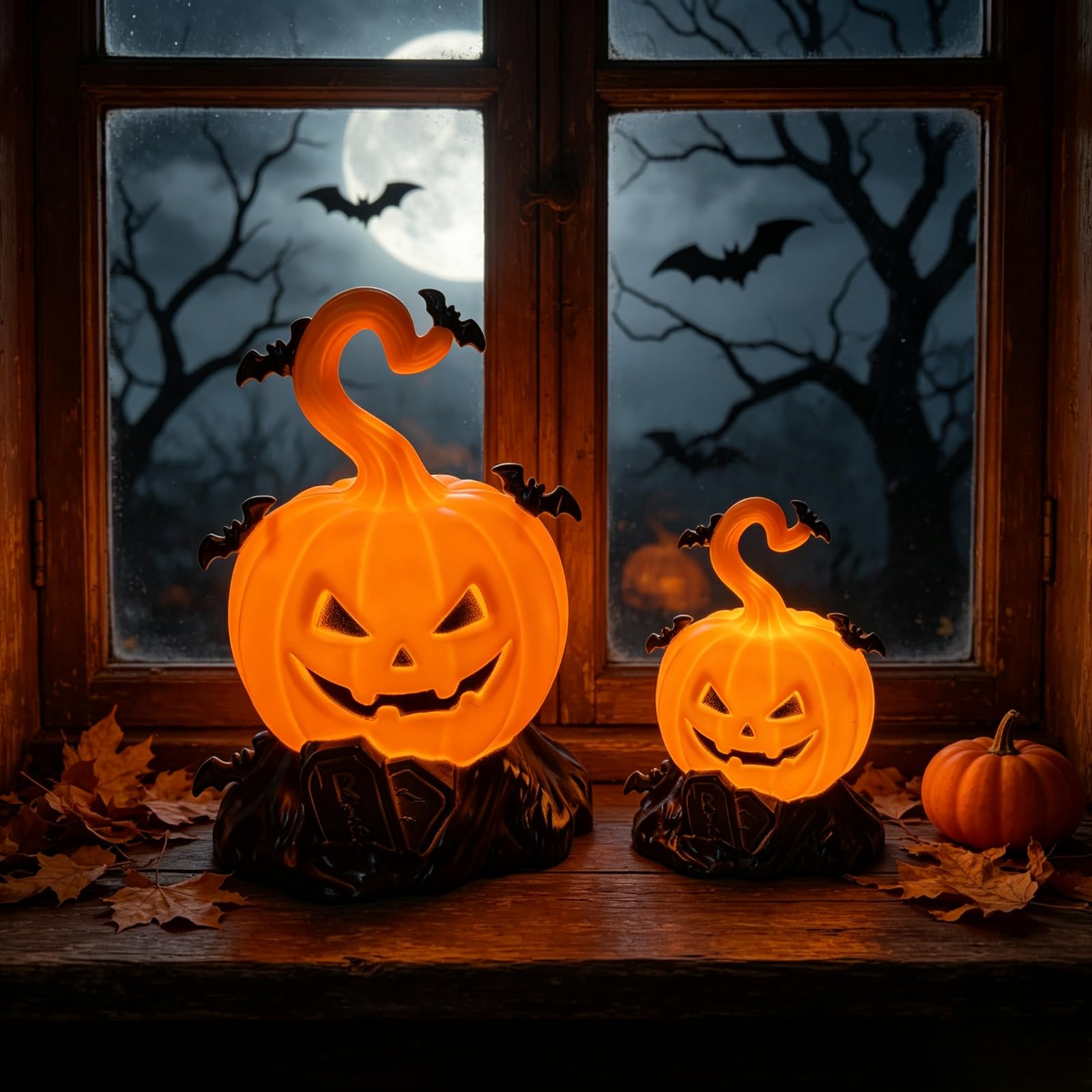Calabaza Halloween Luminosa set Decoración 2 Unidades — Apoyable y Colgable