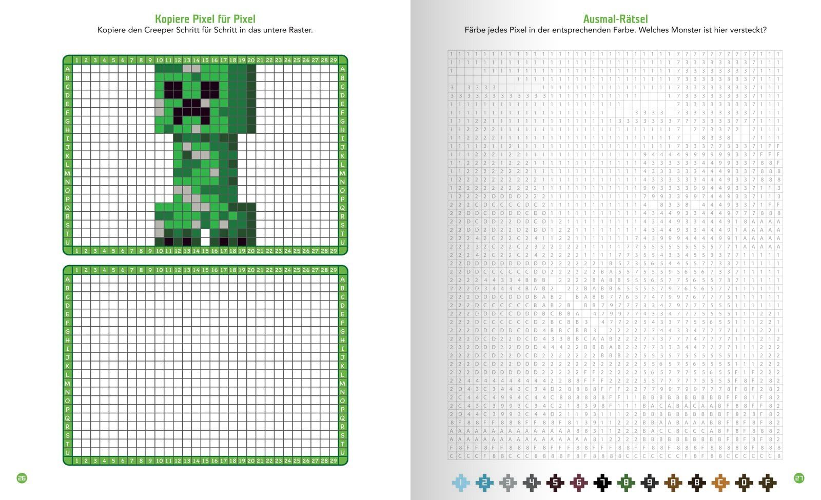 Pixel-Malbuch für Minecrafter - Monster Spezial - Über 70 Pixel-Ausmalbilder aus der Minecraft-Welt: Buntes Minecraft Malbuch mit vielen Figuren, ... Zahlen, für Kinder ab 6 Jahren, inoffiziell