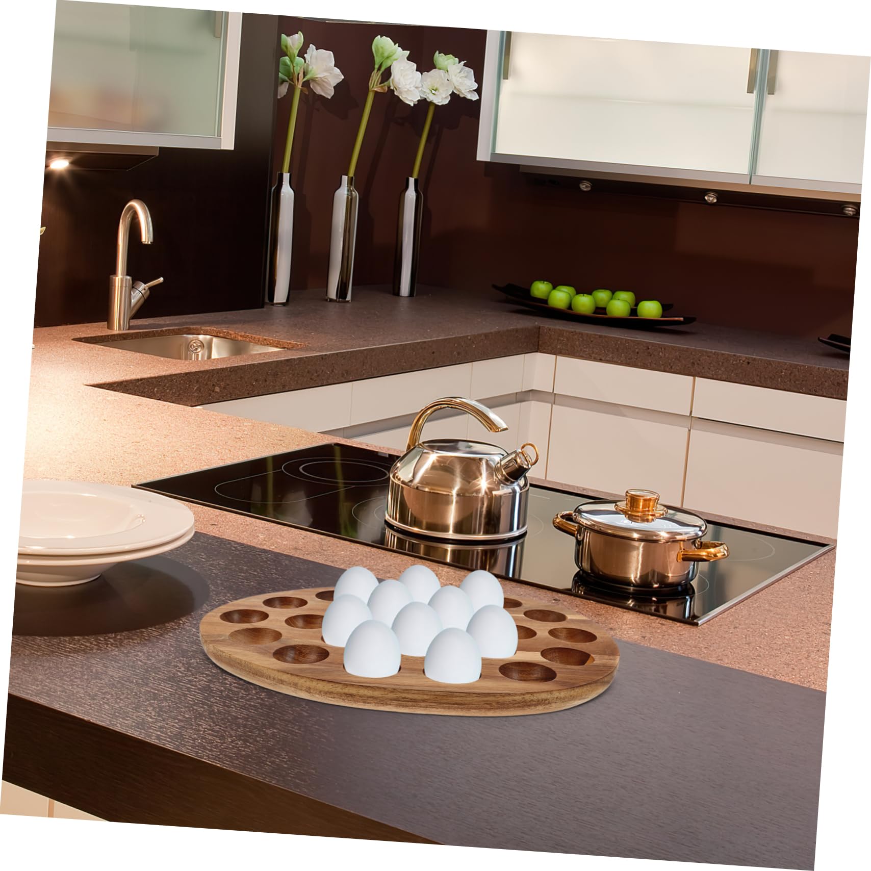 iplusmile Huevera De Madera para Nevera 24 Compartimentos, Soporte para Huevos De Gallina, Organizador De Cocina Versátil y Compacto para Refrigerador y Mesa De Comedor