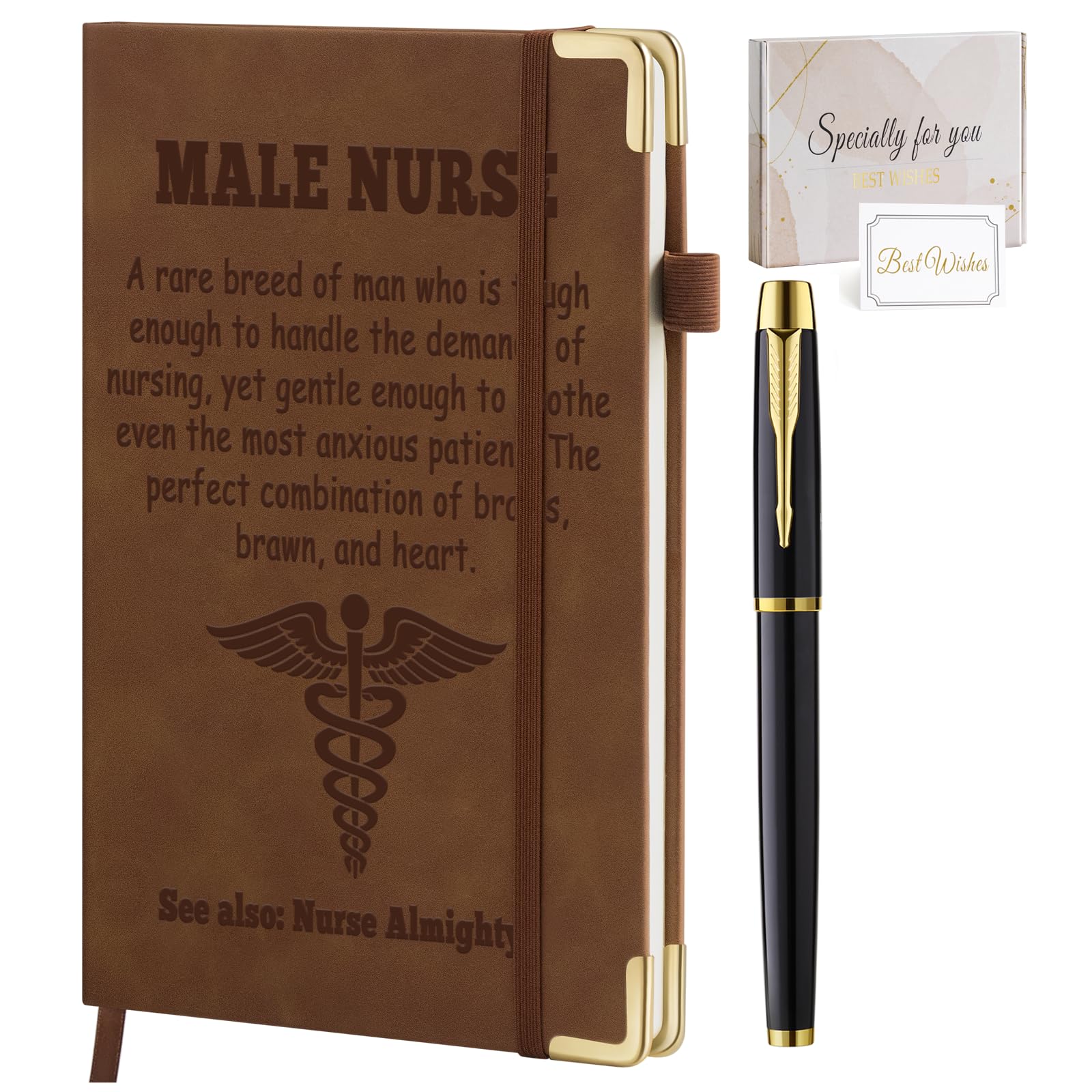 Filten Male Nurse Gifts for Men Leather Journal Notebook 200 Pages A5 Lined with Inner Pocket and Pen Appreciation Gifts for Male Nurses