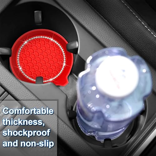 Miniatura 5 de 4 posavasos con diamantes de imitación de cristal para automóvil, portavasos antideslizantes universales con diamantes de imitación, tapete