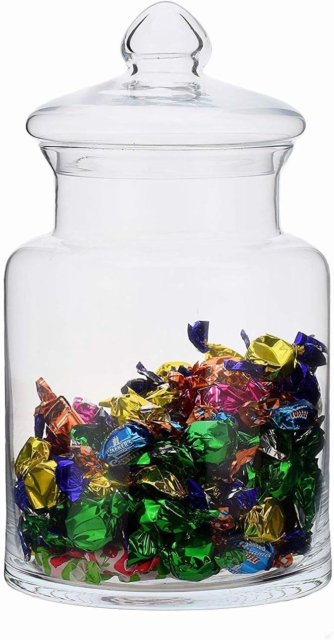SOLAVIA Large Clear Glass Jar & Lid Storage Container Pasta Sweet Candy Height 33cm Libby 5 litres