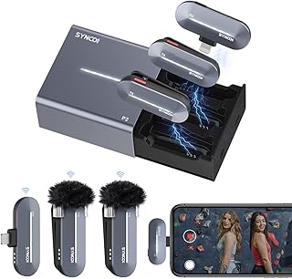 SYNCO Wireless Lavalier Mic for iPhone ipad【MFi Lightning-Certified】, P2L 2.4GHz Lapel Microphone with Charging Case Plug & Play for Youtube, Interview, TikTok, Wireless-Lavalier-Mic-iPhone-Lightning