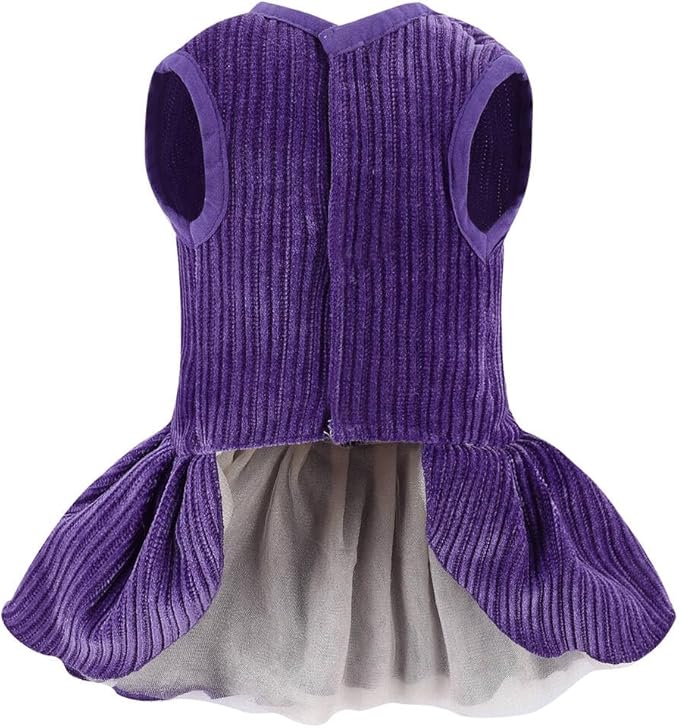 Vestido a Rayas para Perro con Arco y Correa, Disfraz para Fiesta (Púrpura, X-Large) miniatura 2