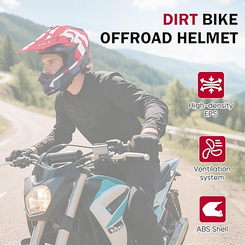 Miniatura 2 de Adult Dirt Bike Helmet Motorcycle Racing Street Bike Off-Road Mountain Bike BMX MX ATV Helmet with Cycling Glasses and Visor for Unisex-Adult