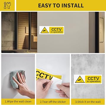 CCTV In Operation Sign Kit, 5 CCTV & 1 No Entry Warning Stickers