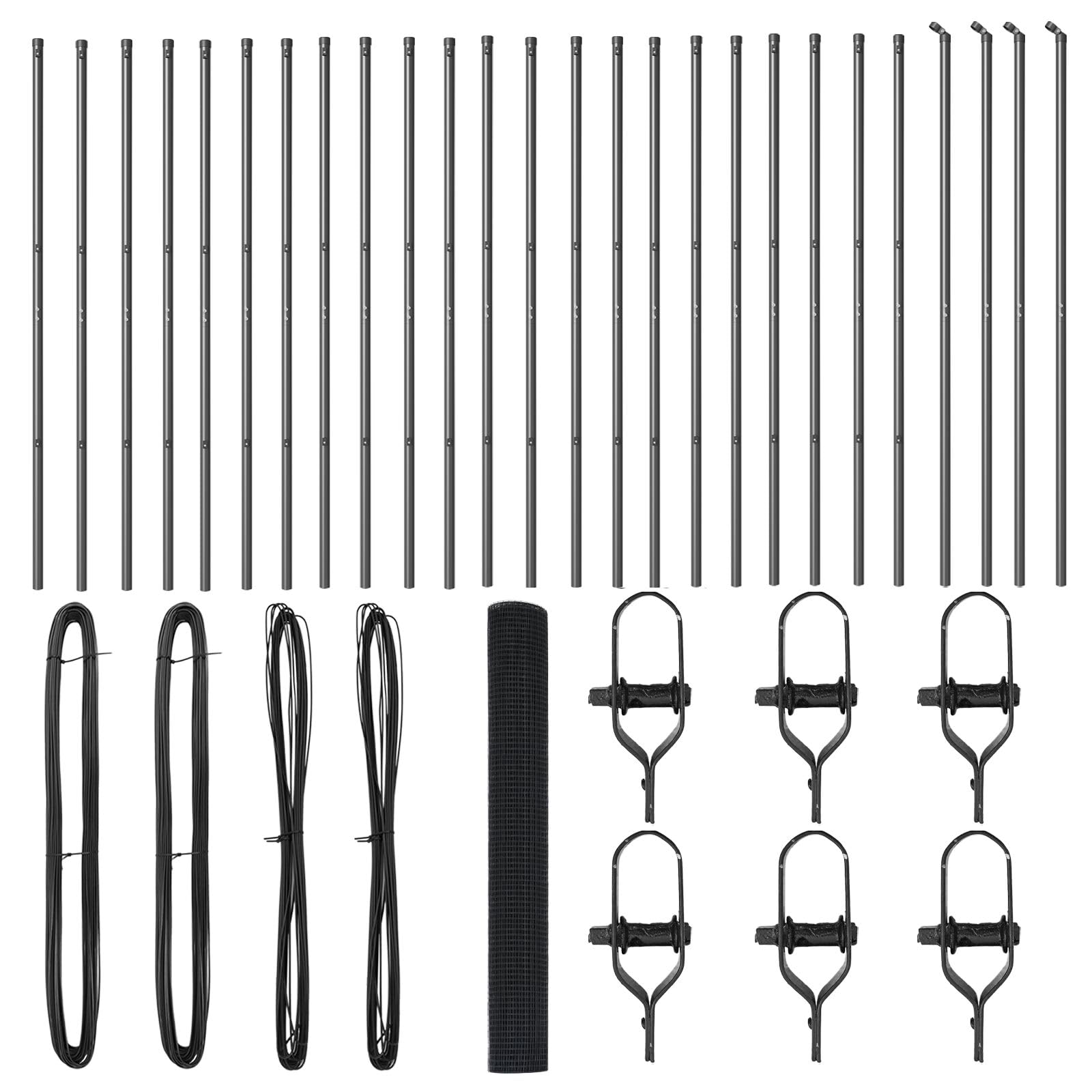 vidaXL Welded Wire Fence with 13 Posts Grey 50 x 1m Steel Ideal for Outdoor Barriers and Security Fencing Projects Garden Metal Solution Powder Coated Durable Modern Barrier