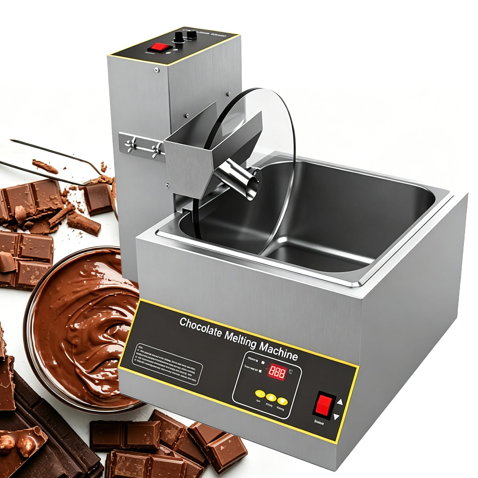 Pentola per fondere cioccolata calda da 1000 W con rotella di miscelazione, per immergere torte pop, fragole ricoperte di cioccolato, fonduta, ideale per dessert