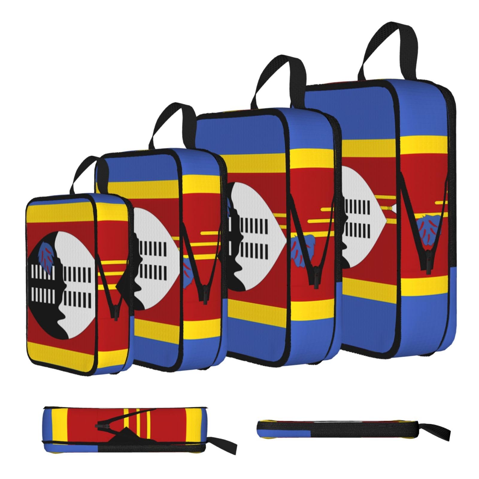 Sxzvvbn Black Swaziland Flag Compression Packing Cubes 4 Piece Set