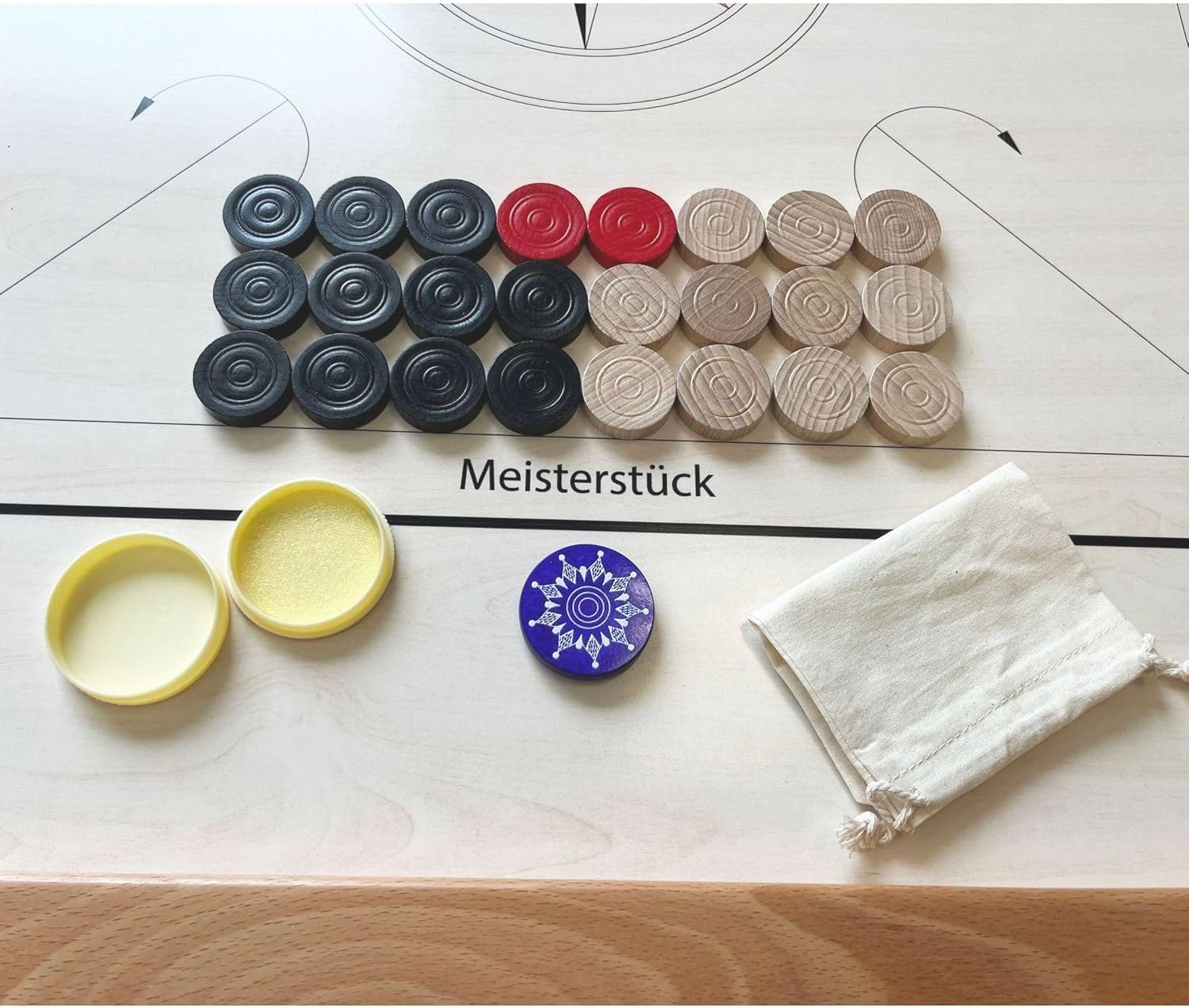 Carrom Manufaktur 4000 - Tavola da gioco, 74 x 74 cm, con accessori