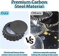 Vista 4 de Juego de 10 mini sartenes para tartas con fondo extraíble de 4 pulgadas, antiadherente, redonda, acero al carbono resistente para pasteles