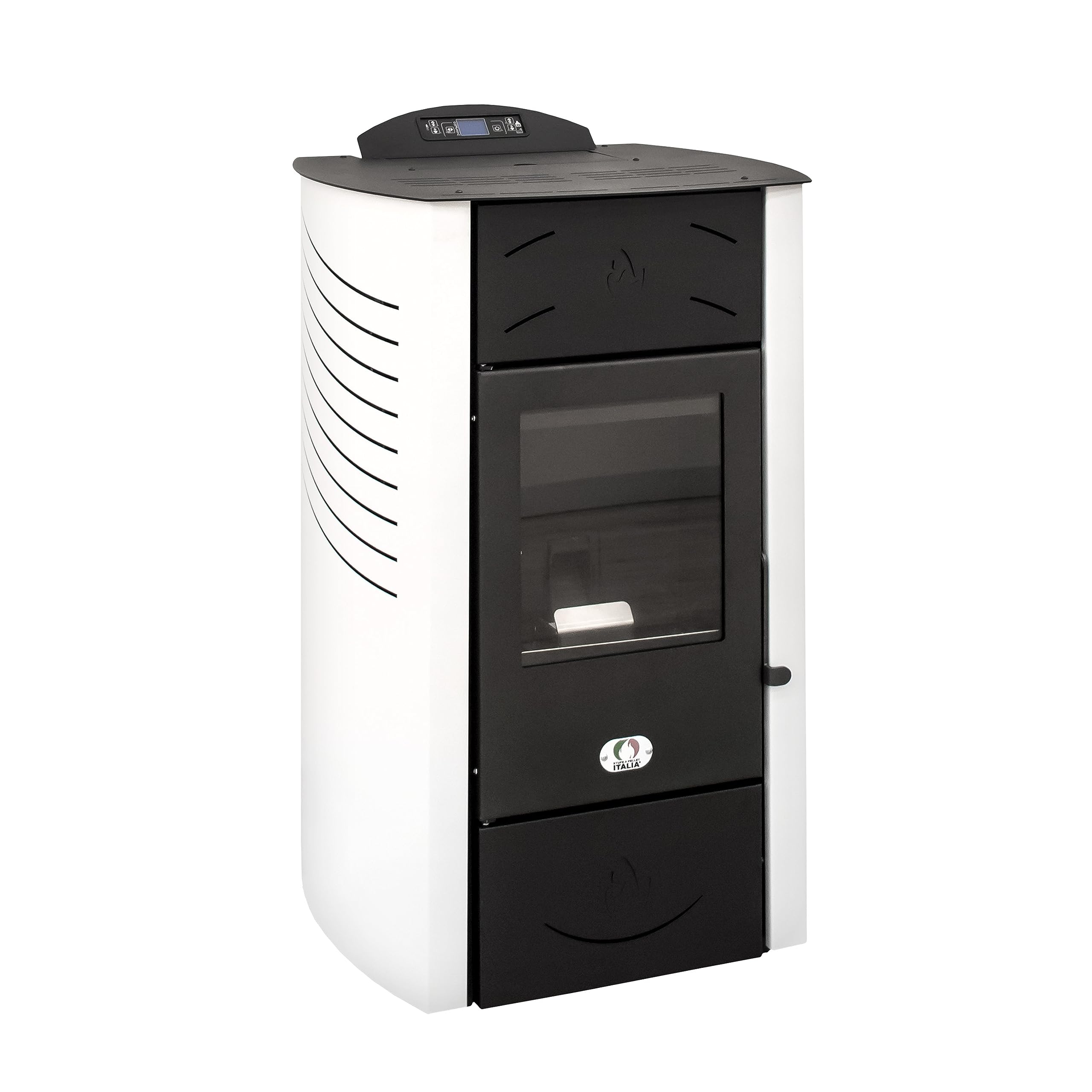 STUFE A PELLET ITALIA Siberia Idro 15 KW WiFi Hydro-Pelletöfen Heizung Warmwasser 90% Effizienz 90m² 20 Std Autonomie Programmierbar Weiß