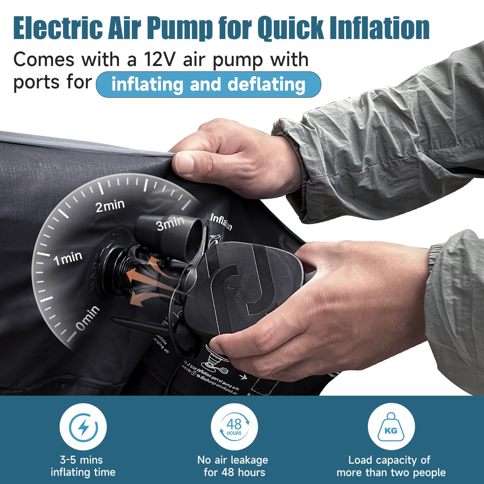 Car Air Mattress, Inflatable SUV Truck Air Mattress Back Seat Camping Bed Thickened Car Sleeping Pad for Travel, Car Bed SUV Mattress with Air Pump 2 Pillows: Silver Grey SUV Air Mattress
