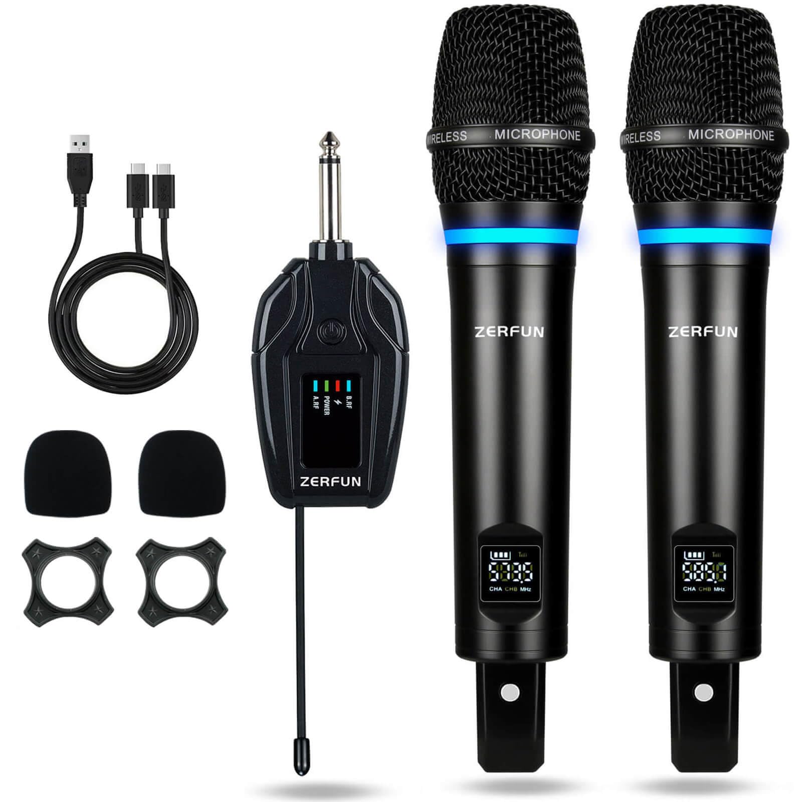 Amazon.com: ZERFUN 2 Channel Rechargeable Wireless Microphone