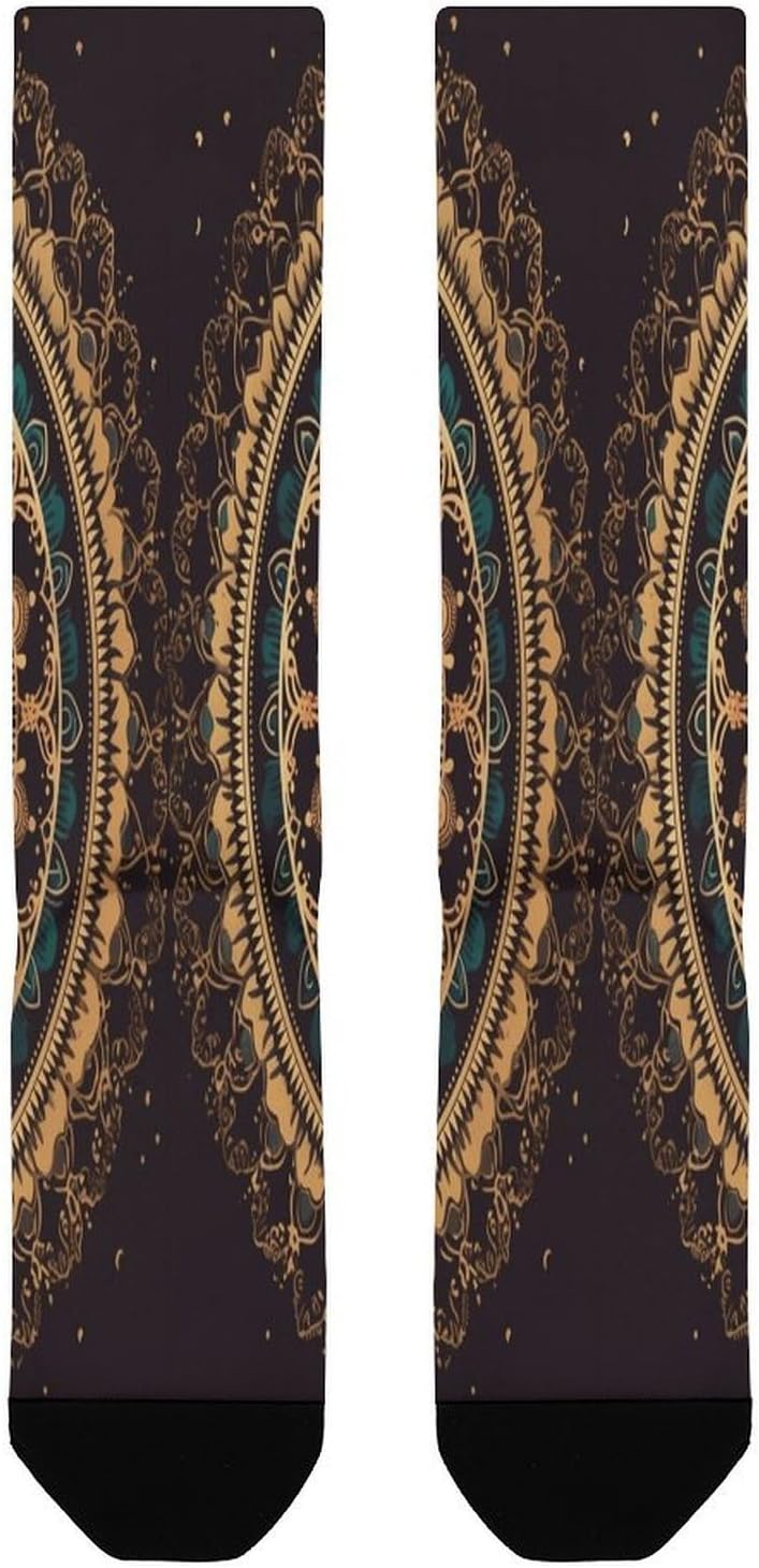 Mandala Compression Sock Circulation Support Socks Lightweight Knee High Tube Sock Over-The-Calf Sock for Adult