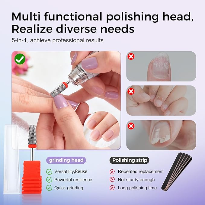 Broca para Uñas 5 en 1, Acero Tungsteno, 3/32", Giro Bidireccional (Fina) miniatura 6
