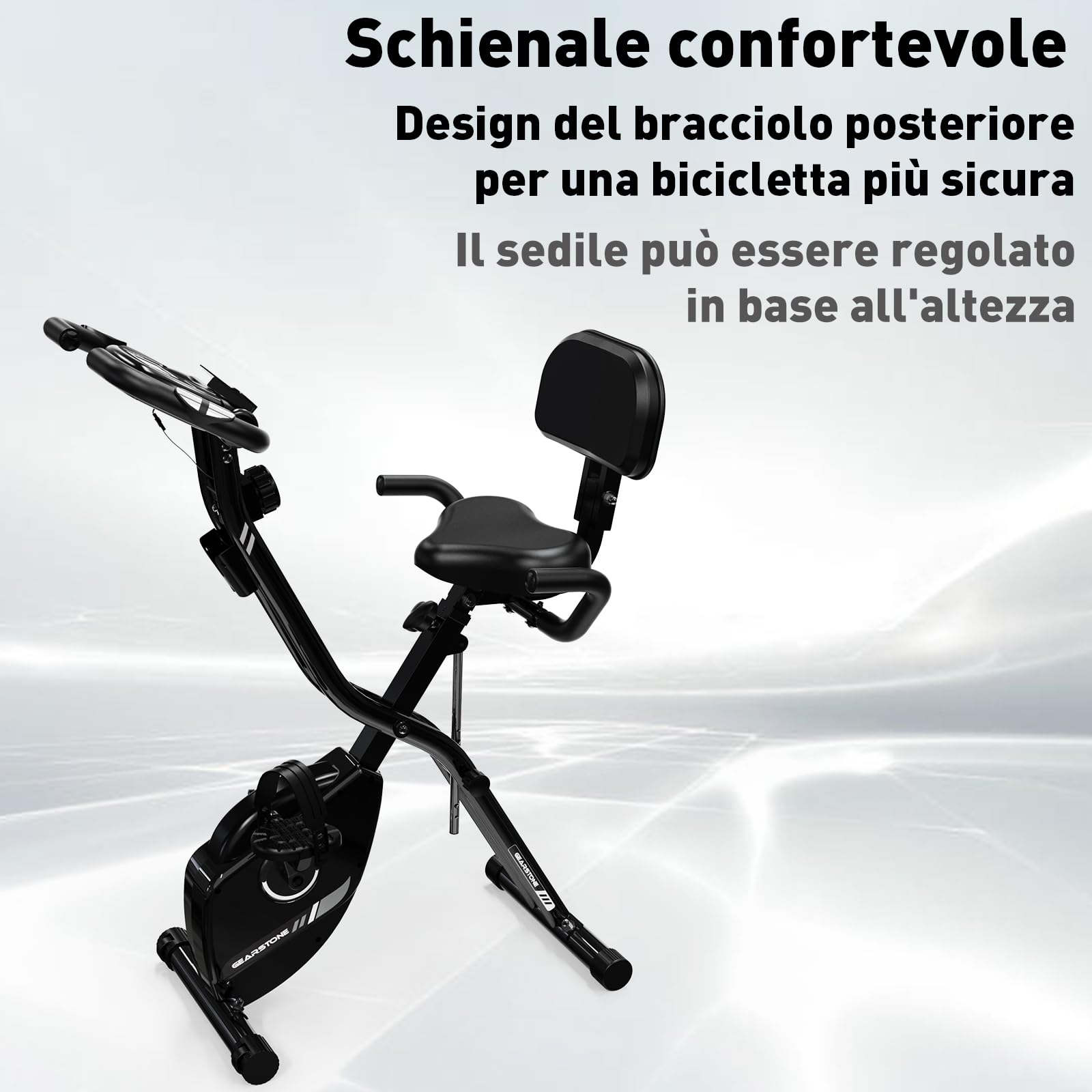 GEARSTONE Cyclette,Bicicletta magnetica pieghevole,Bicicletta da fitness,Trainer indoor pieghevole per allenamento cardio a casa,Sensore del polso,Supporto per telefono