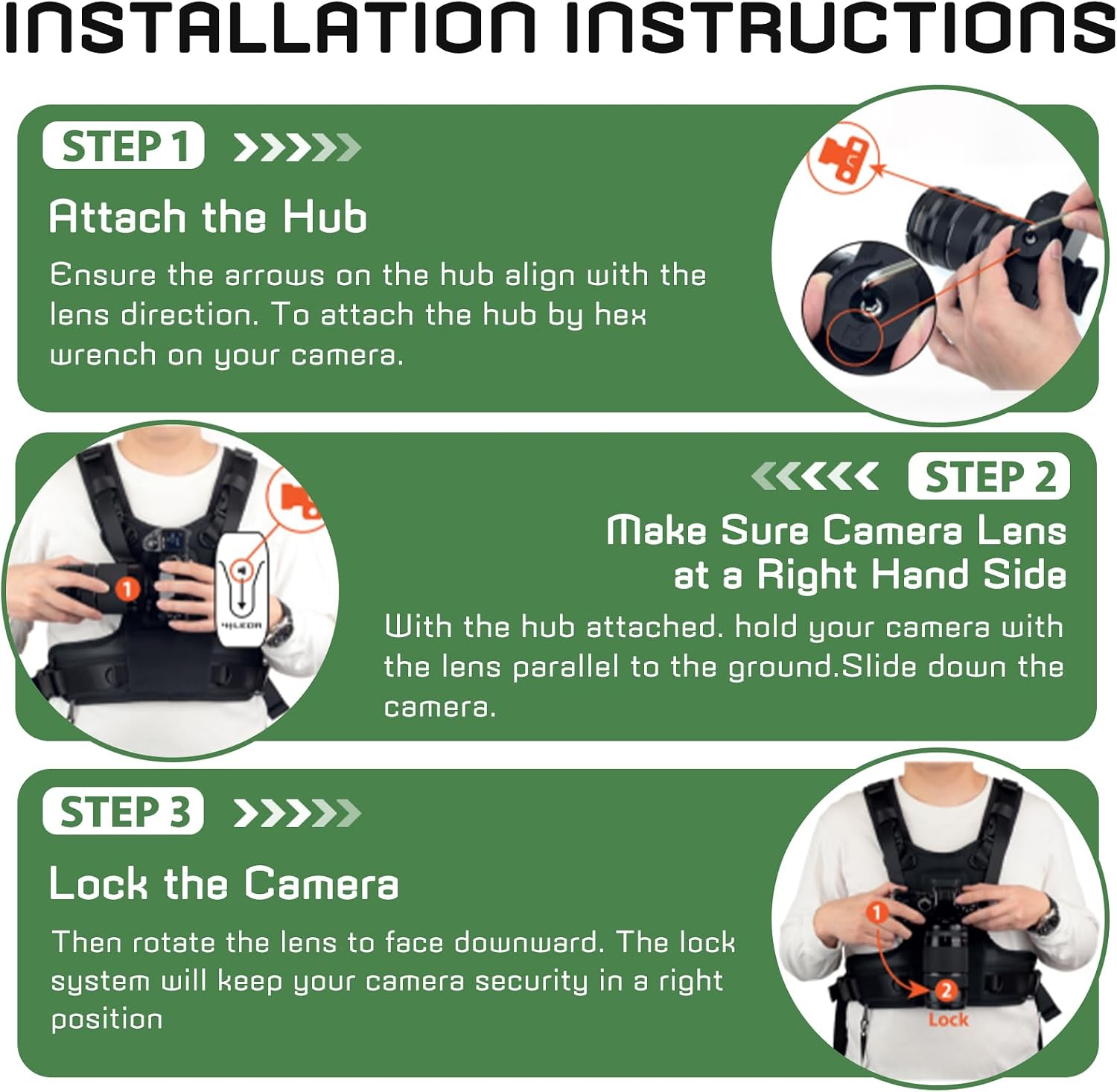 Camera Carrier Chest Harness System J2 for Two Cameras,Dual Camera Strap Harness for Photographers Hiking Climbing Wedding Travel,Double Camera Nylon Chest Straps for Photographers,Black